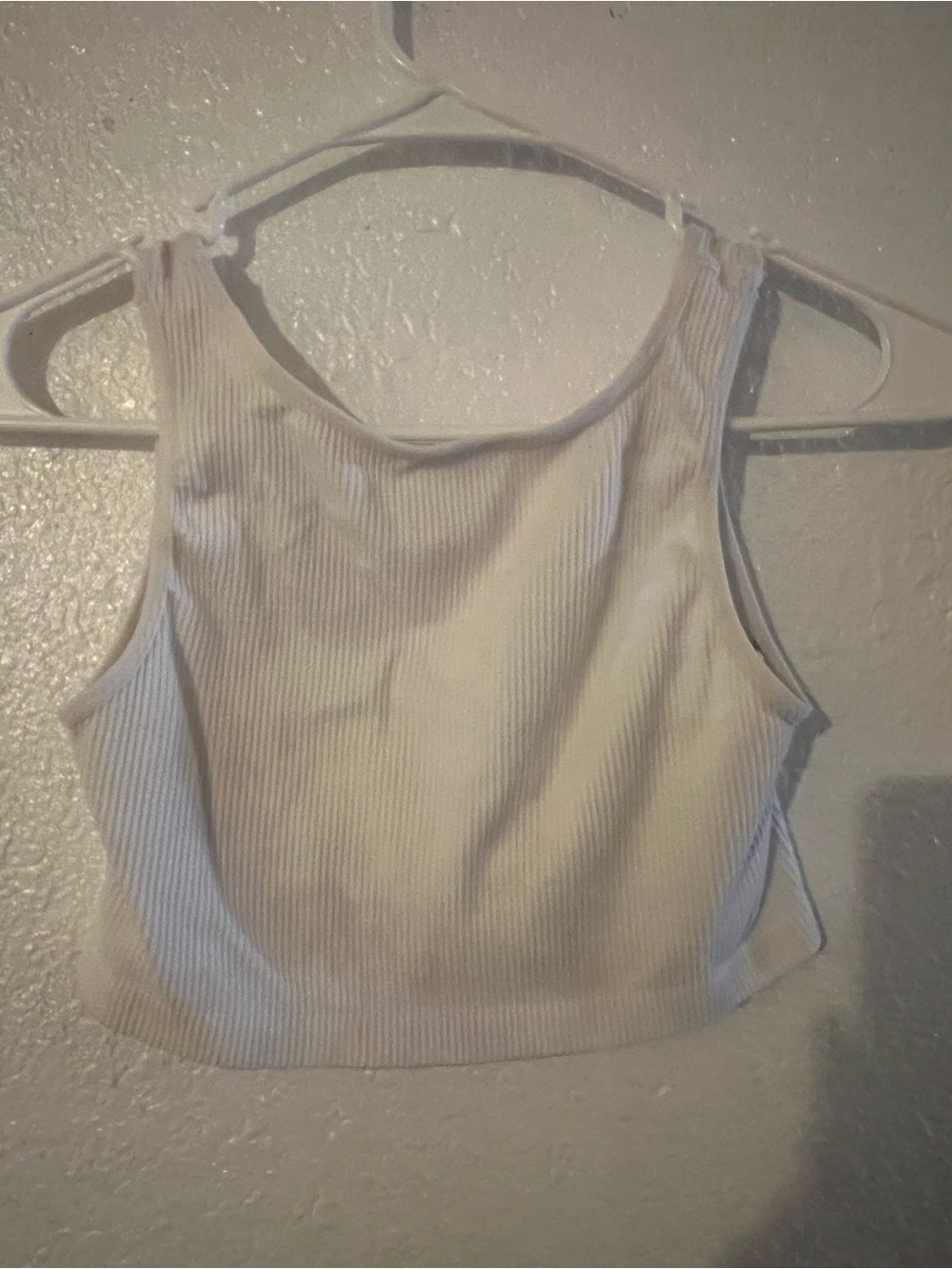 M/L Ribbed Scoop Crop Tank Top in Cream